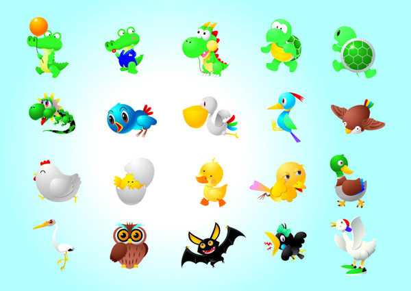 free vector A variety of super cute animals vector